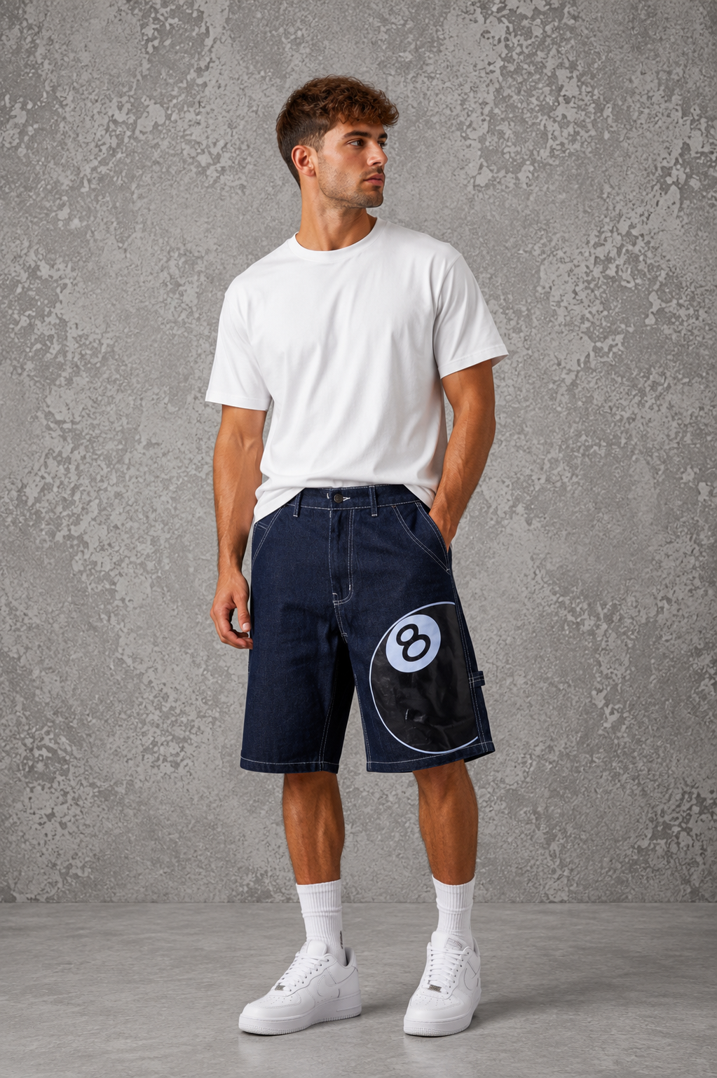 8 ball front denim