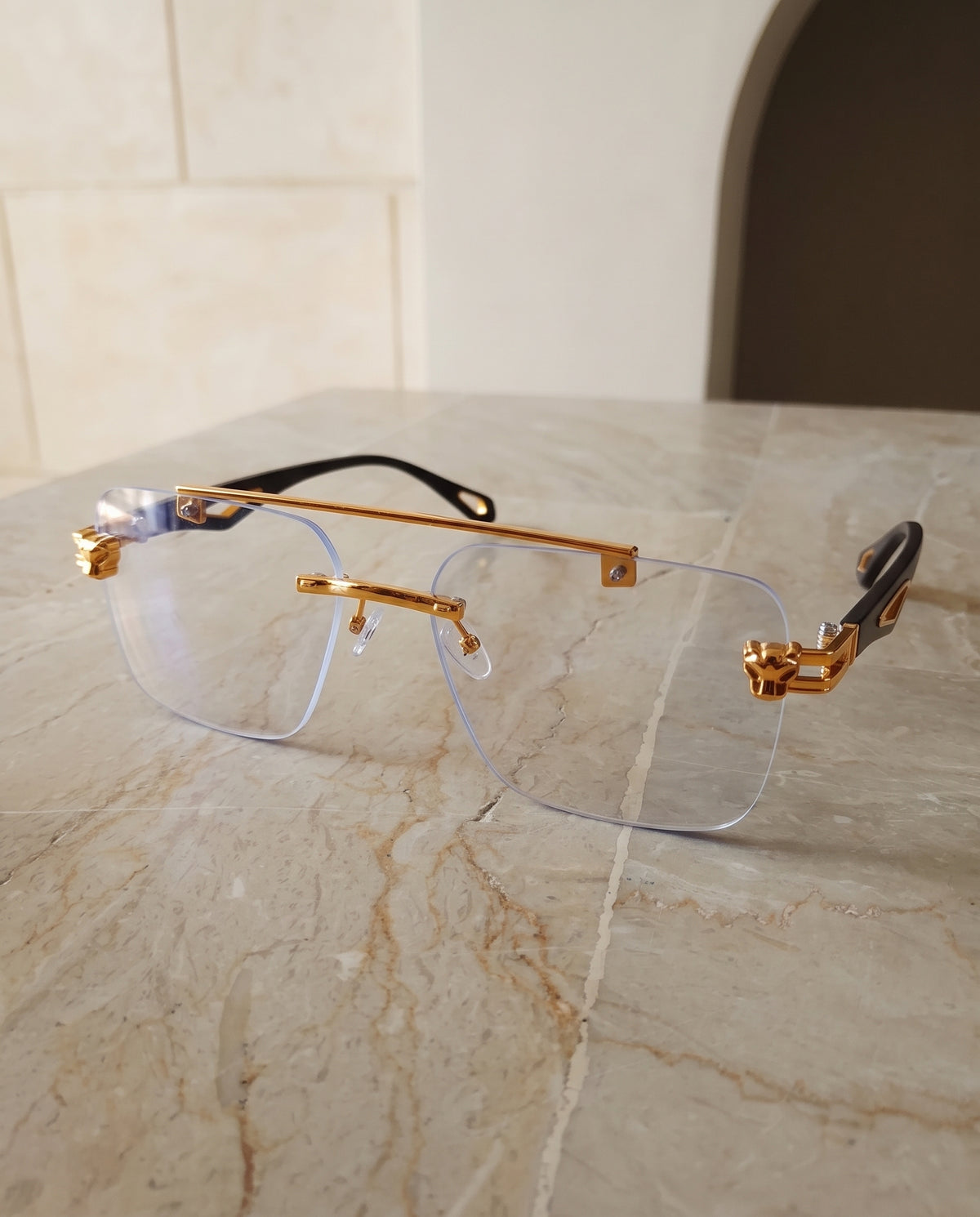 Gold Rimless Sunglasses 002