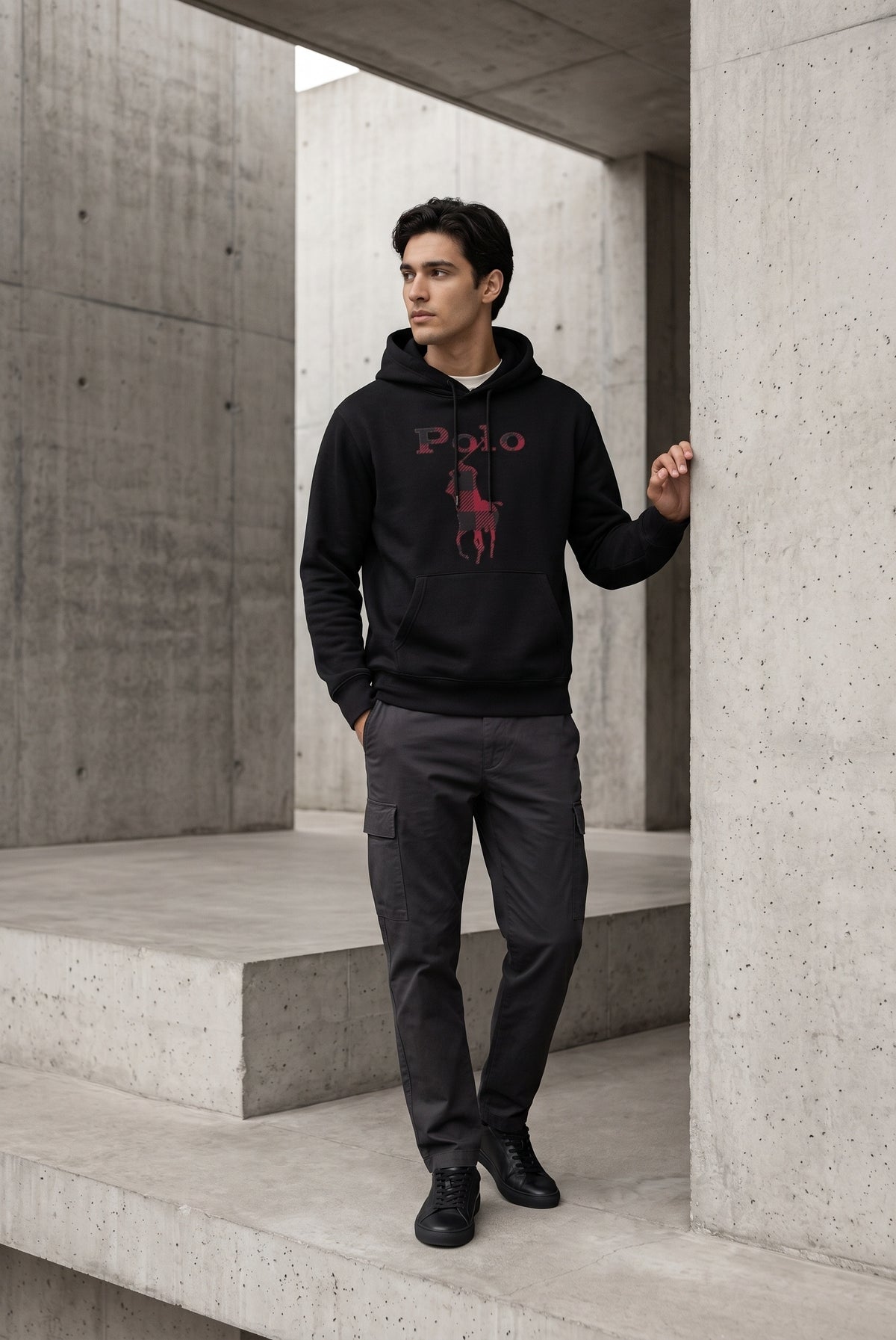 Essential Black Hoodie 019