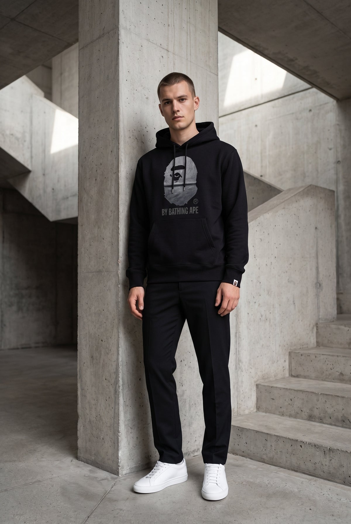 Essential Black Hoodie 012