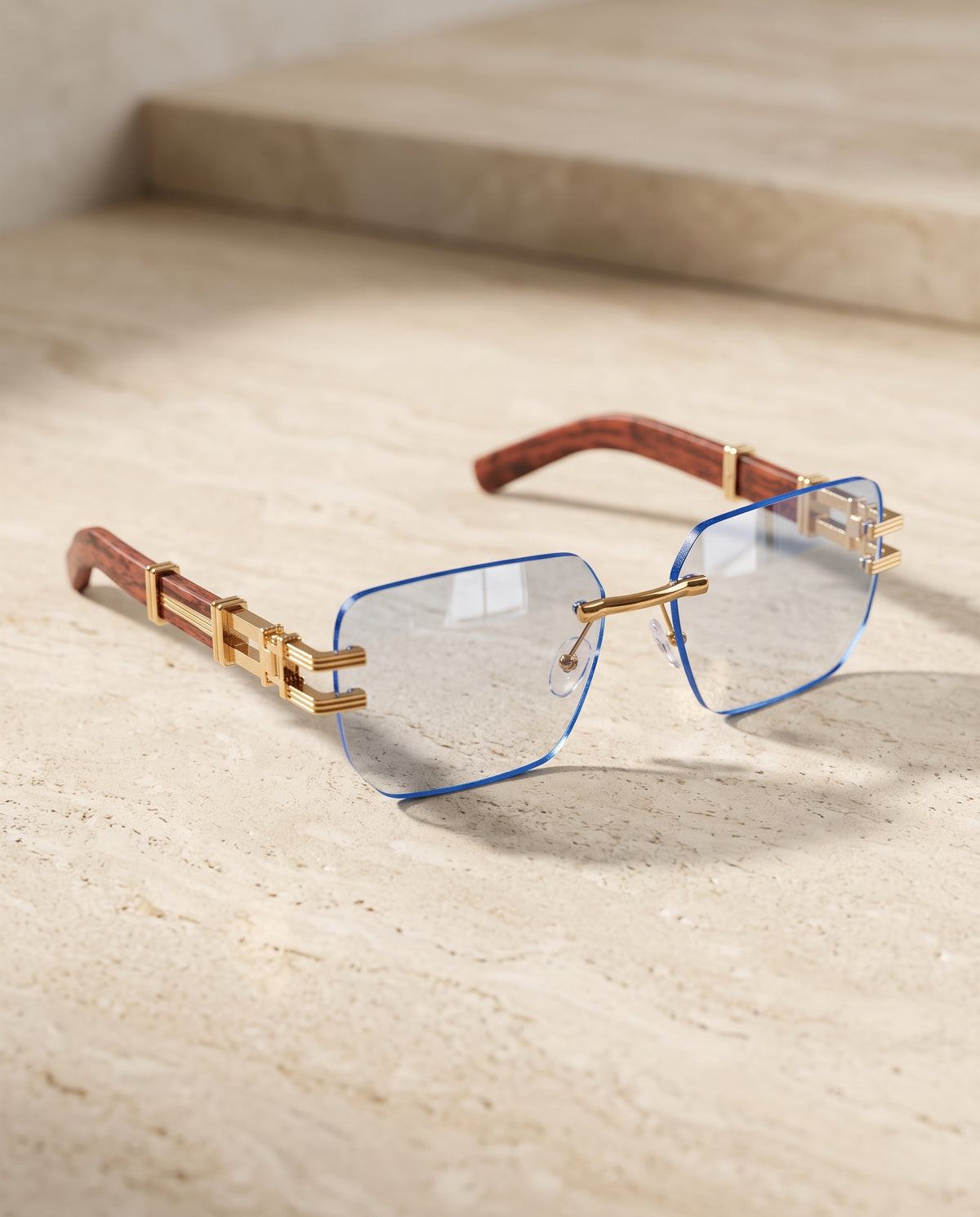 Blue Rimless Sunglasses 006