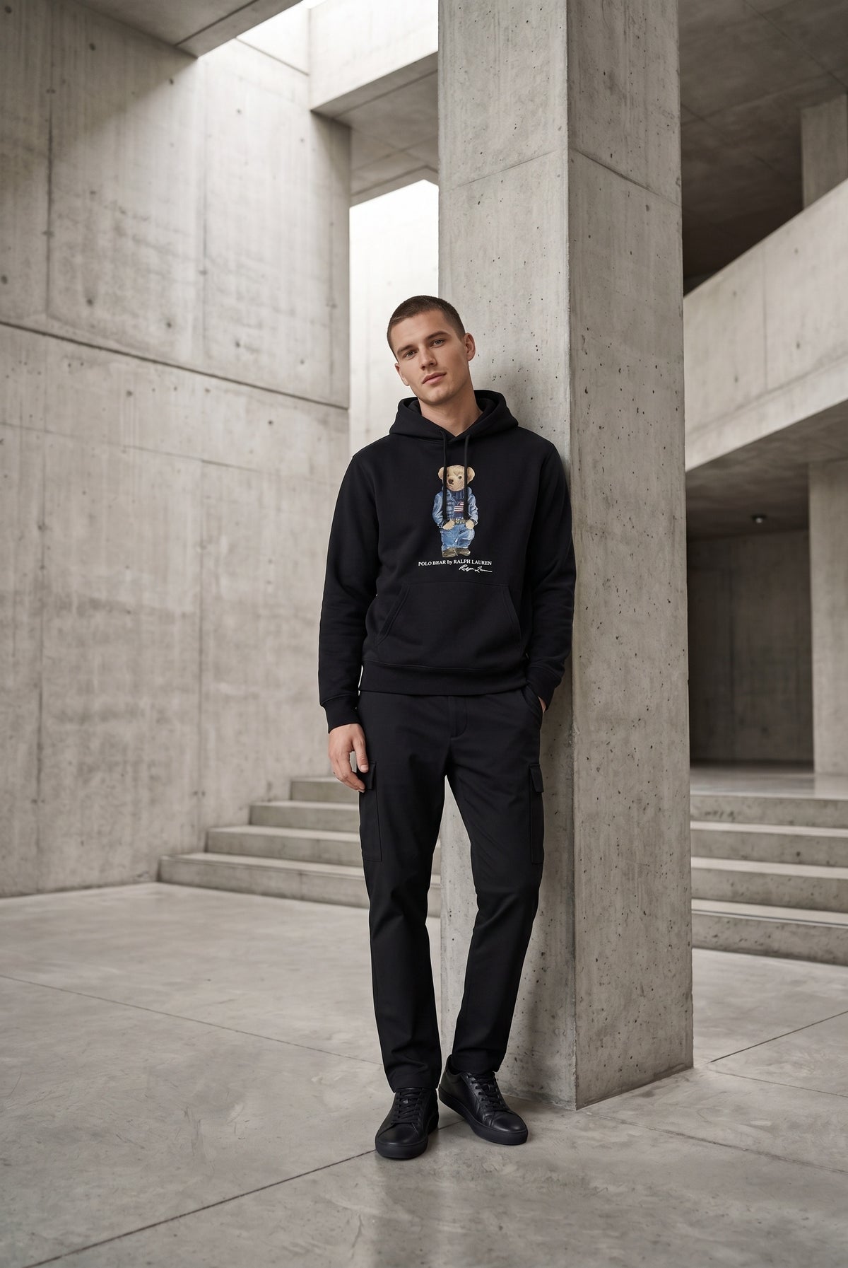 Essential Black Hoodie 023
