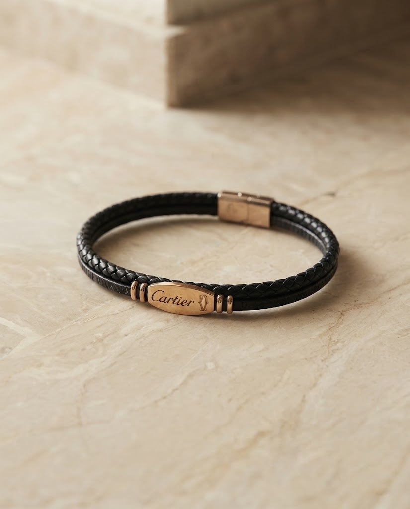 Black Leather Bracelet 009