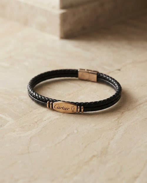 Black Leather Bracelet 009